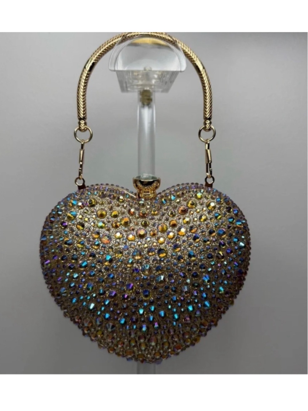 Women's Ramla Gold Iridescent Heart Shaped Clutch One Size - Picture 2 of 4